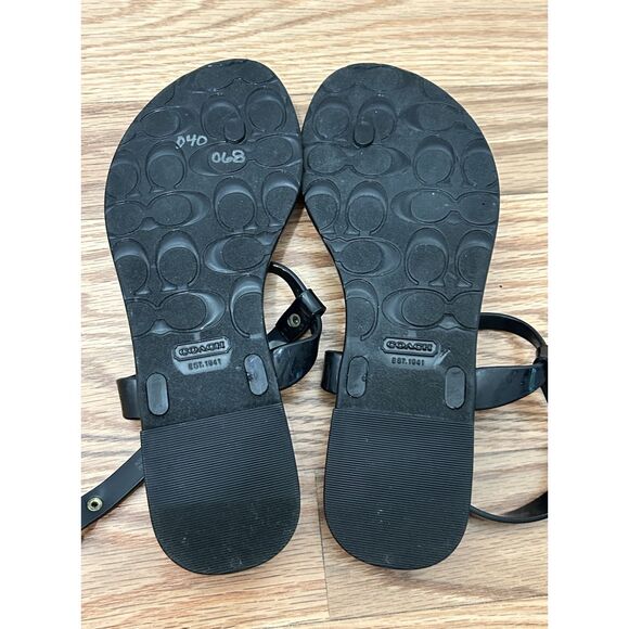 Coach Pansy Women Black Jelly Sandals Flats T-Strap Thong Flip Flops A0925 7B - Picture 6 of 6